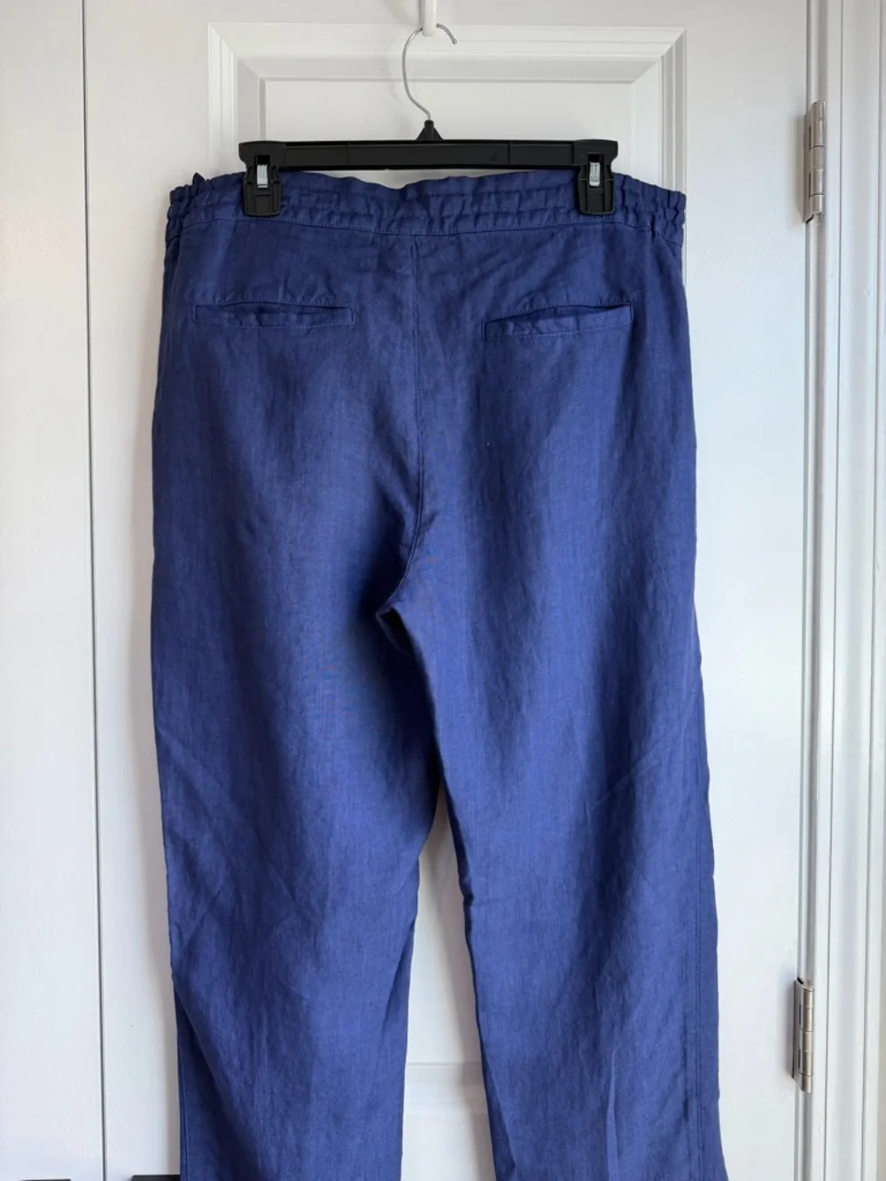 120% Lino Men’s Drawstring Linen Pants Blue Size 48/M